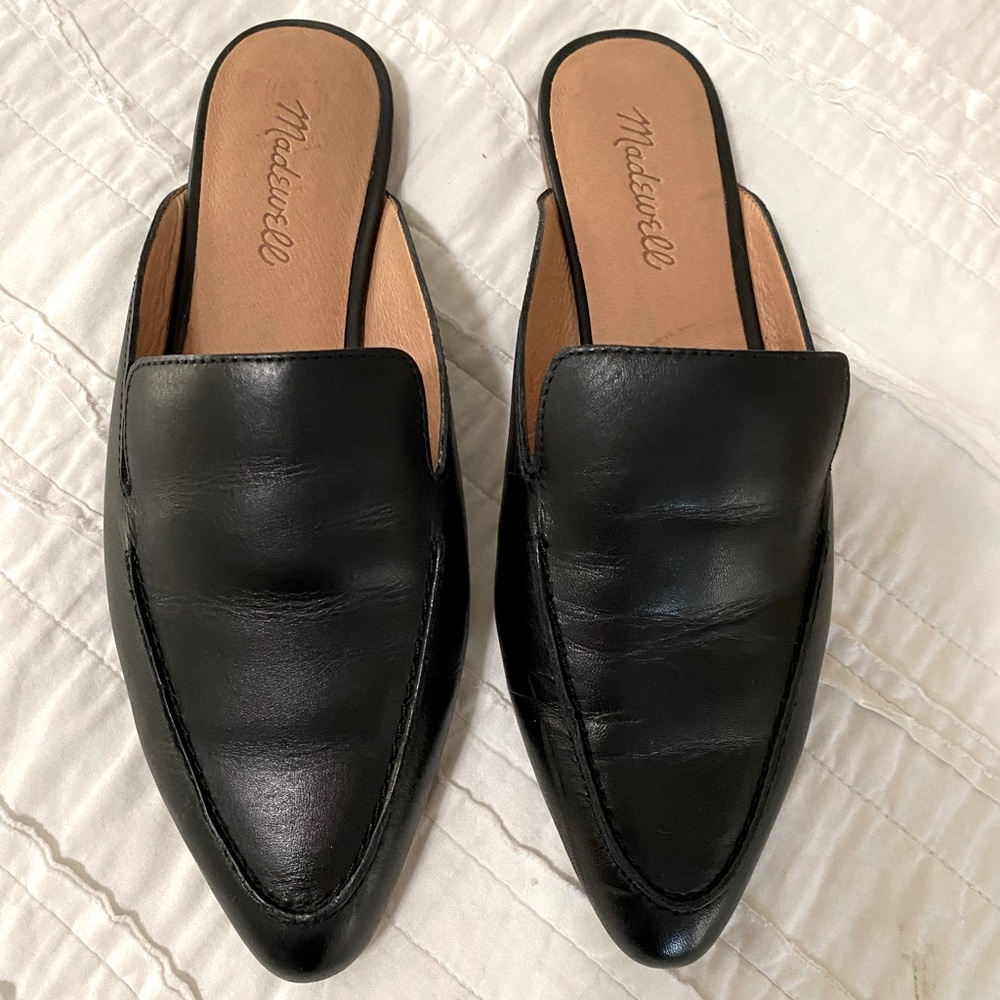 Madewell Frances Skimmer Mule in Black Leather